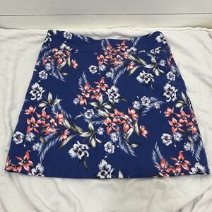 Mario Serrani Floral Skort Womens Medium Blue Excellent Tropical Active Pockets
